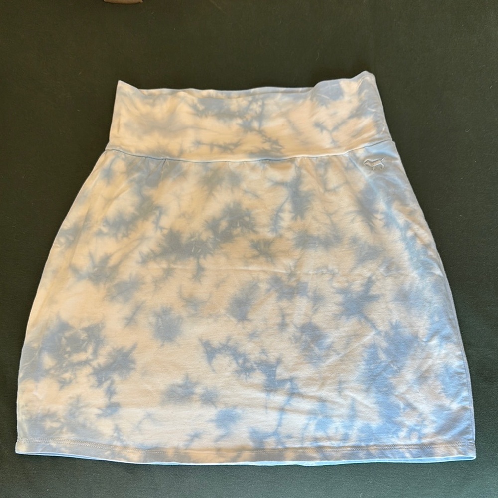 Tie Dye Blue and White Mini Skirt